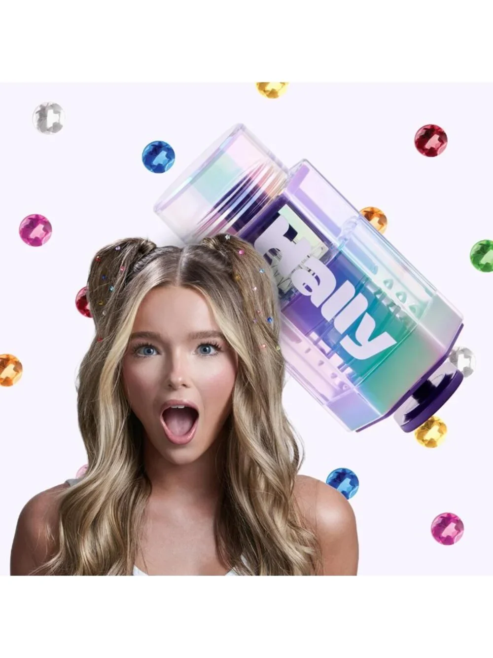 240 Stick-On Hair Gems Kit with Stamper Tool | Easy Apply, Hair-Safe Sparkle for